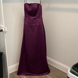 Aubergine strapless dress with shawl
